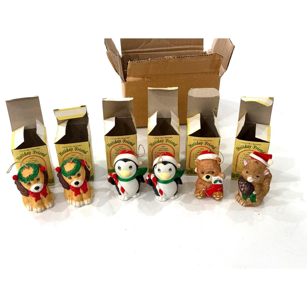 Vintage J.S.N.Y Porcleain Bell Ornaments Christmas Holiday Bundle of 6 NEW OPEN
